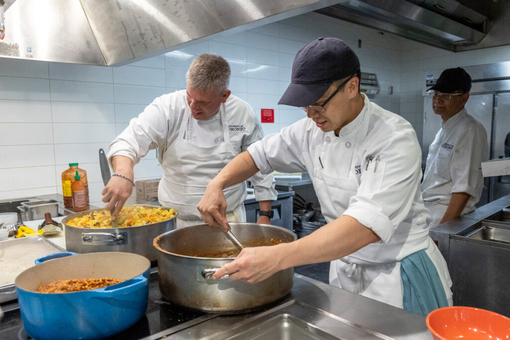 Chefs preparing plant based food at U of T