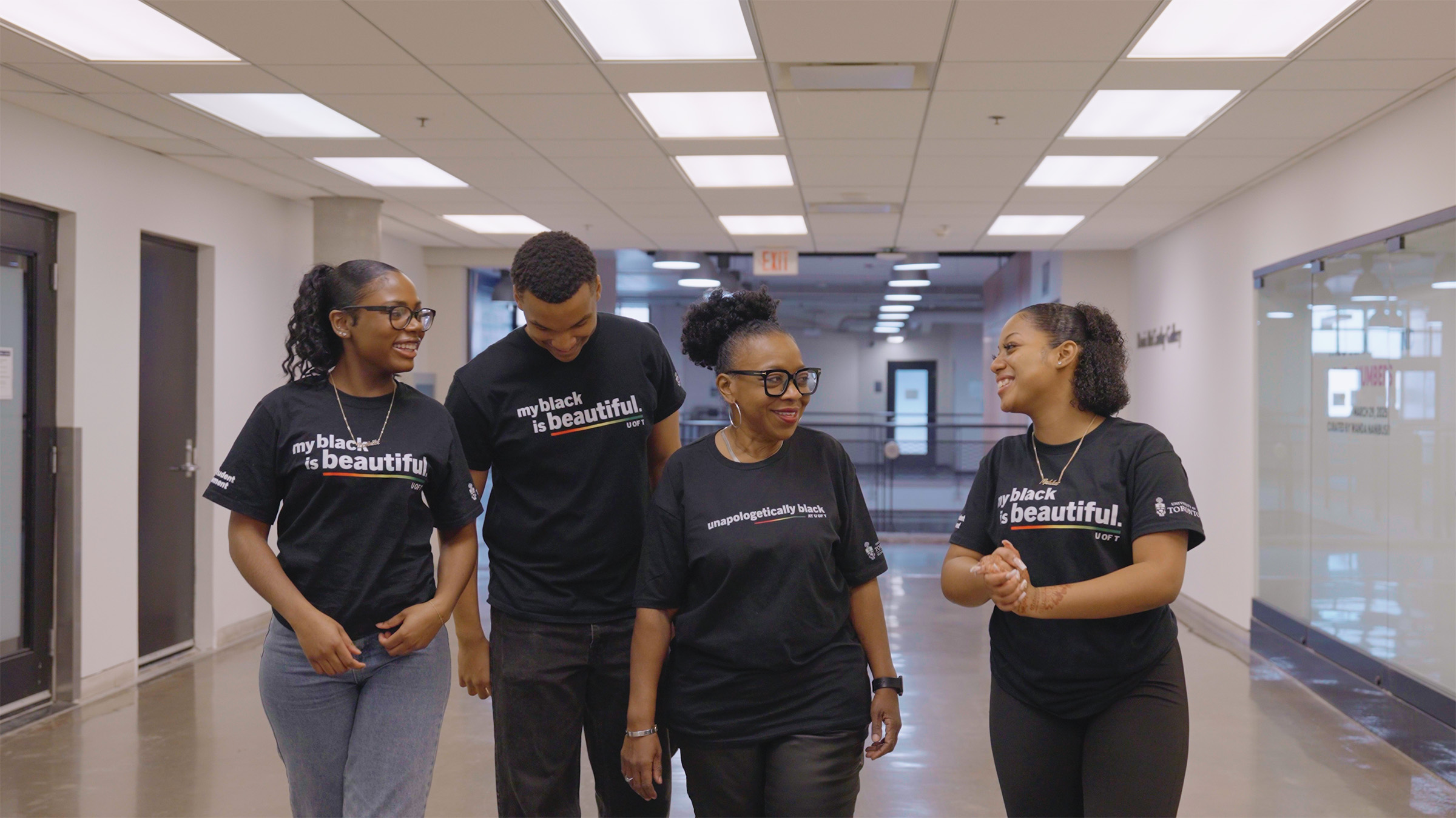 Students and Andria wearing the BHM tshirt 'my black is beautiful'